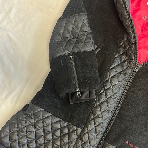 Deux Par Deux - Black and Pink Quilted Puffer Jacket with Hood - Picture 3 of 8